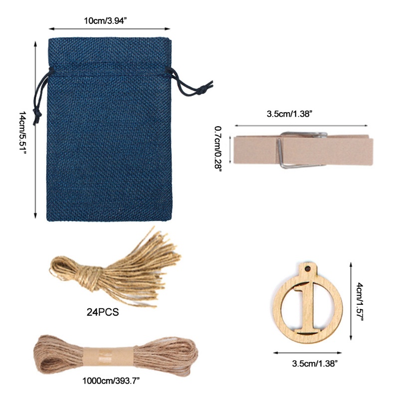 Set Túi Rút Đựng Quà Giáng Sinh 24 Ngày Đếm Ngược DIY