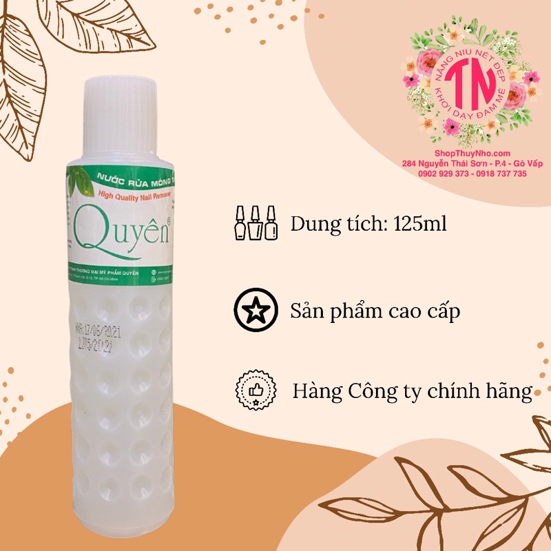 Acetone tẩy móng tay,nước chùi móng tay, nước tẩy móng tay Quyên - 125ml