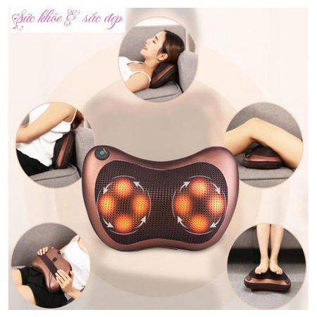 Gối Massage Hồng Ngoại 8 Bi Có Đảo Chiều - Máy Mat Xa Cổ Vai Gáy ,Bảo Hành 12Tháng