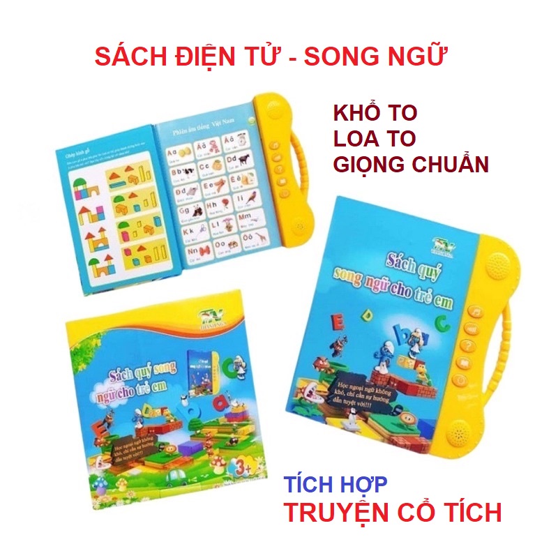 Sách điện tử cho bé song ngữ Anh Việt chính hãng Thanh Nga khổ to nút bấm ngoài giọng chuẩn tích hợp kể chuyện cổ tích