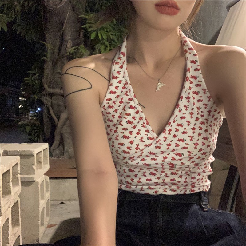 Áo Hai Dây Cổ Chữ V In Hoa Thời Trang Mùa Hè Quyến Rũ Cho Nữ | BigBuy360 - bigbuy360.vn