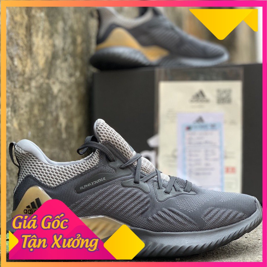 Giày thể thao Sneaker nam nữ Adidas Alphabounce 2018 màu Cafe (Free ship)(Hàng 1-1 Trung)(Tặng box bảo vệ)