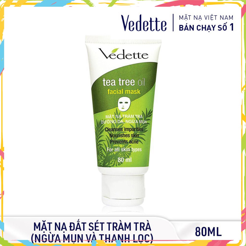 Mặt Nạ Đất Sét Tràm Trà 80ml Tea Tree Oil VEDETTE - NGỪA MỤN VÀ THANH LỌC DA - TP03009005424