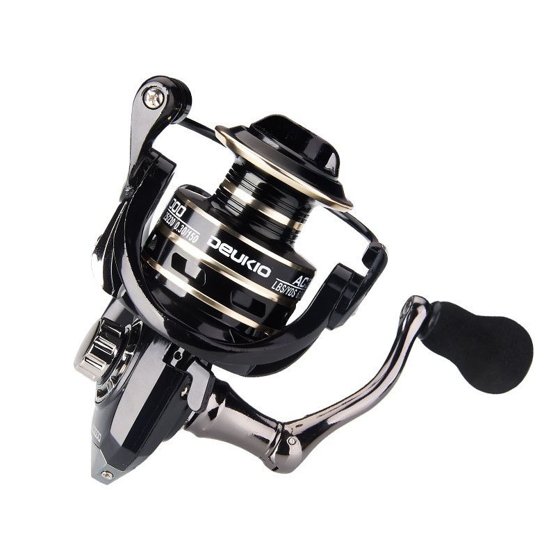 Bộ cần câu cá lure máy đứng Naoki EGI Máy kim loại Deukio AC4000 kèm hộp mồi câu lure B-lu-D02