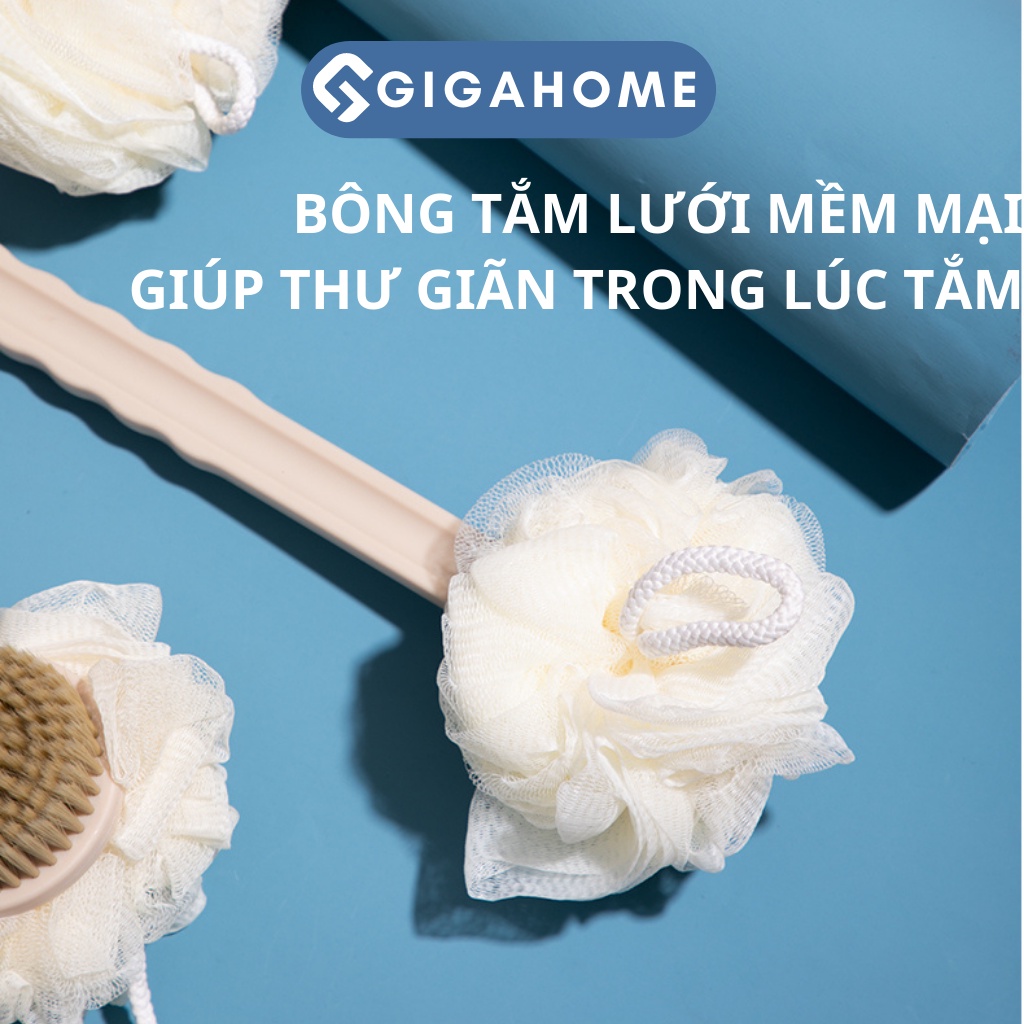 Cây Bông Tắm Chà Lưng Kèm Bông Tắm 2 Mặt GIGAHOME Massage Da, Tẩy Tế Bào Chết 5484