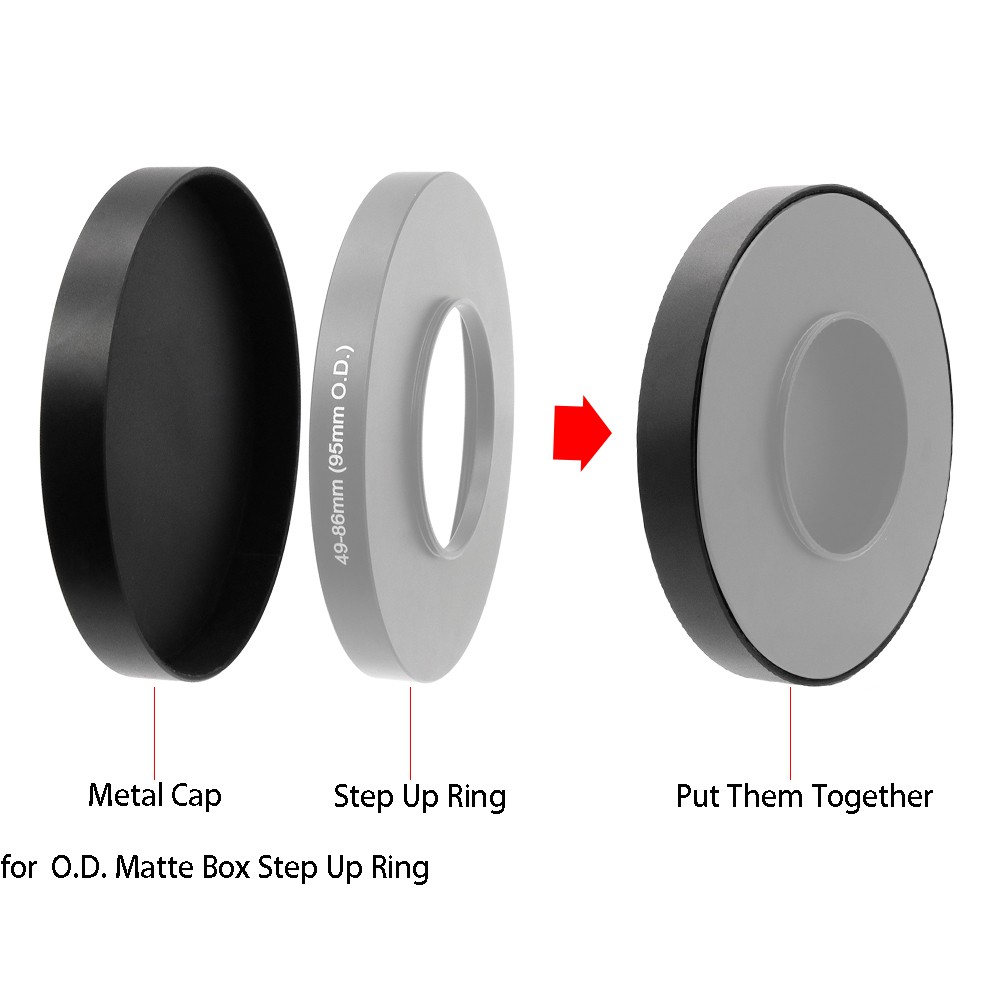 Nắp kim loại cho 95mm / 85mm / 80mm O.D. Matte Box Step Up Ring, Camera Kim Loại Nắp Ống Kính Bảo Vệ Ống Kính Cho 77mm / 82mm / 86mm Step Up Ring
