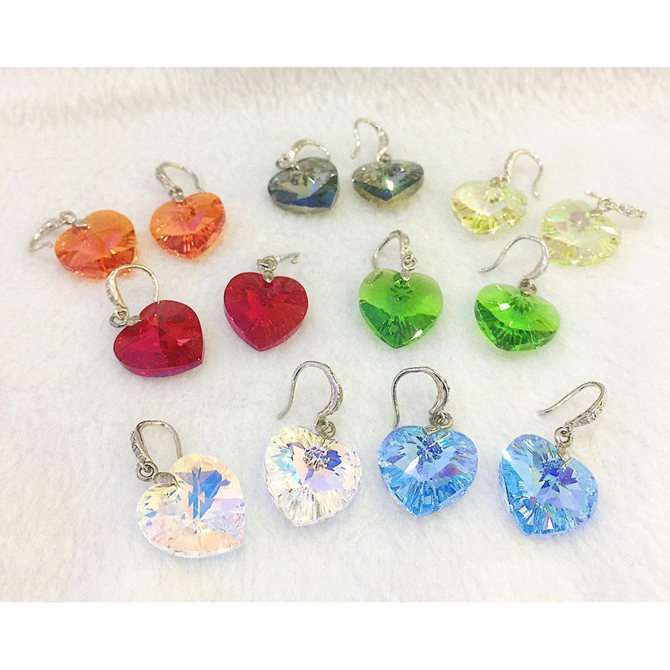 Bông tai trái tim pha lê Swarovski 14ly