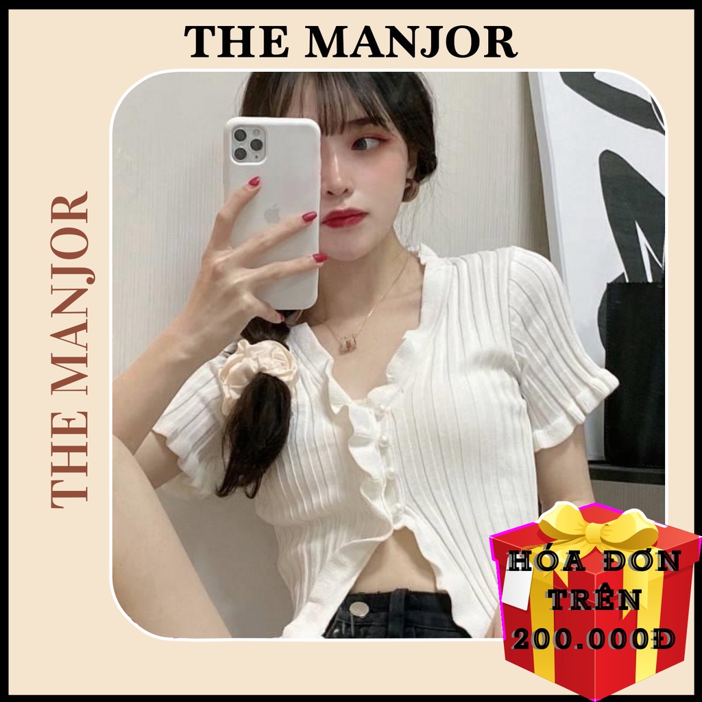 ÁO CROPTOP NỮ GÂN BÈO NÚT BỌC | áo kiểu nữ - áo thun By steven.factory
