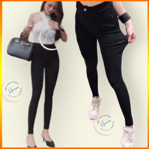 Quần Skinny Jean Giấy Nữ Lưng Cao Chất Liệu Bò Giấy Mềm Mại Co Dãn Thoải Mái Ôm Chân Siêu Tôn Dáng 2 Màu Đen, Xám