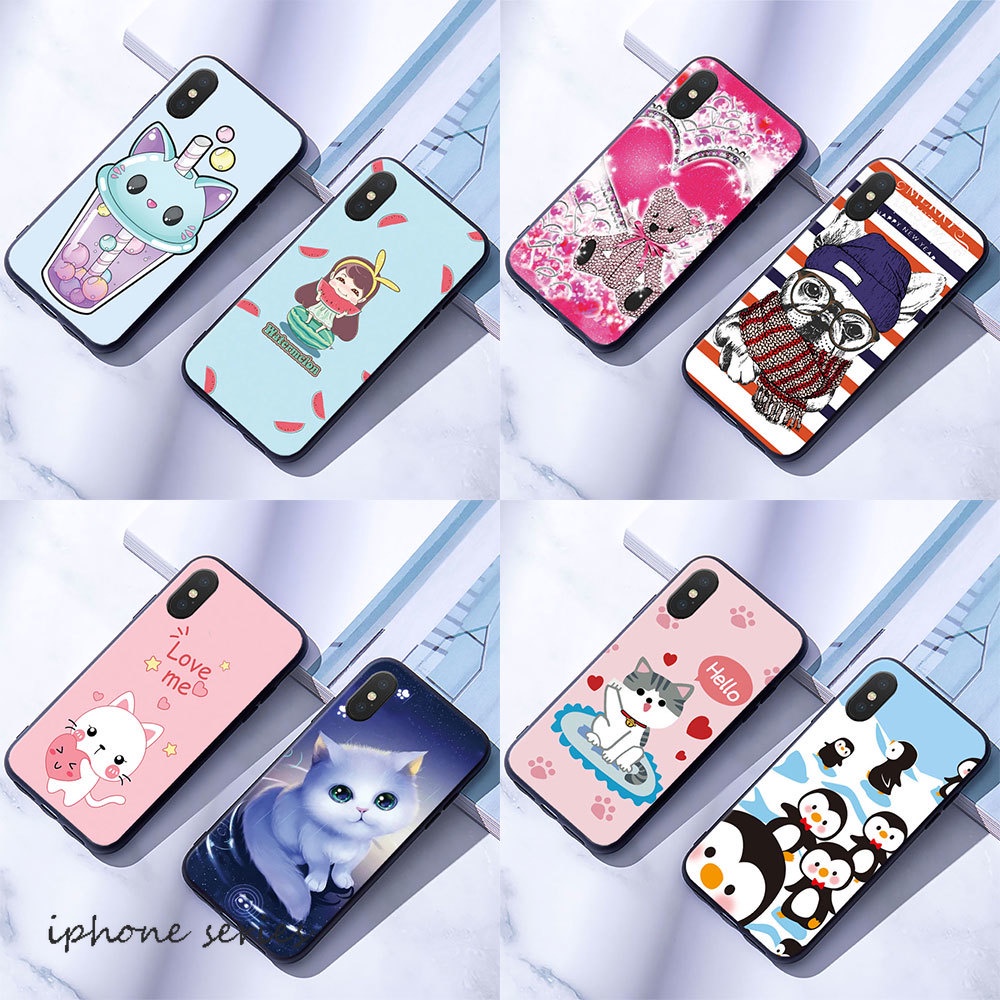 Ốp Lưng Silicon Hình Thú Cưng Đáng Yêu Compatible for iPhone 6 6s 7 8 Plus X Xr