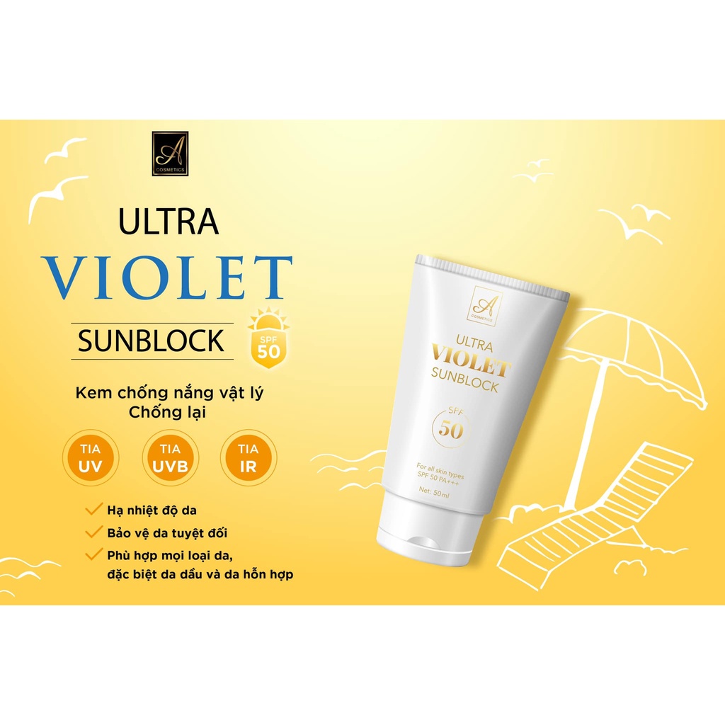 Kem chống nắng a cosmetic ultra violet sunblock tuýp 50ml hàng chính hãng