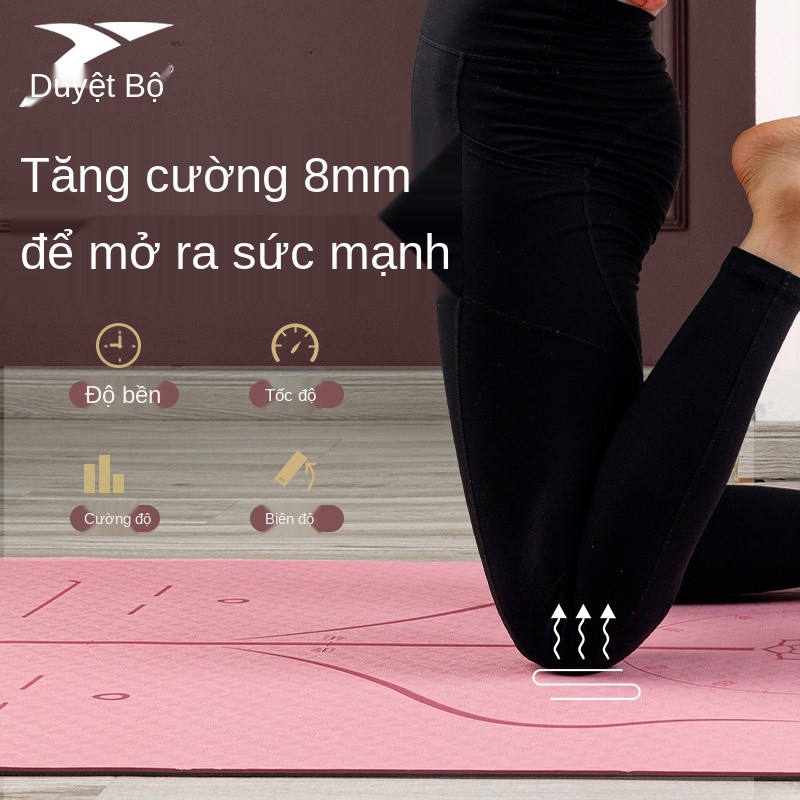 Thảm tập yoga Yue step TPE dày, rộng và dài cho người mới bắt đầu chống trượt thể dục nữ trải sàn nhà