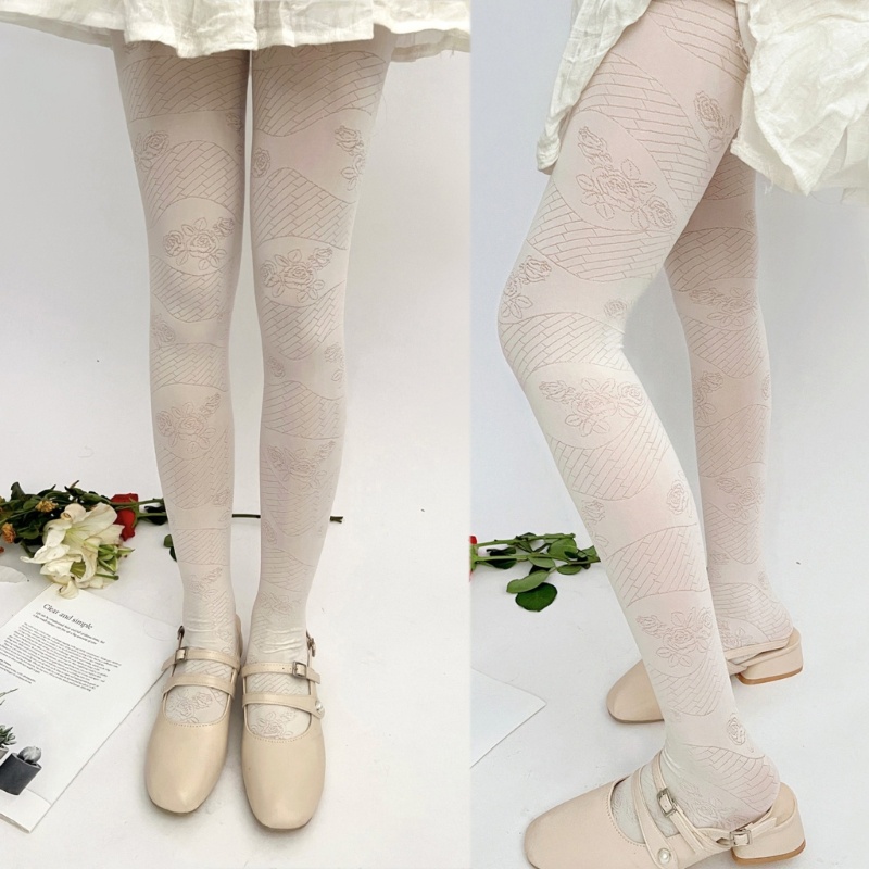 Xiangbao Quần Tất Dài Trong Suốt Họa Tiết Hoa Hồng Gợi Cảm Cho Nữ