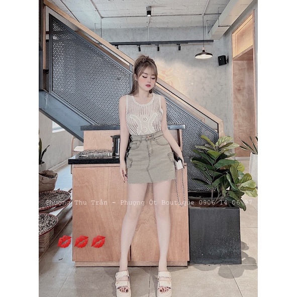 Xả hàng - Áo ba lỗ len lưới mỏng chữ X, Áo len lưới sexxy AL6701 - NhiNhi Shop