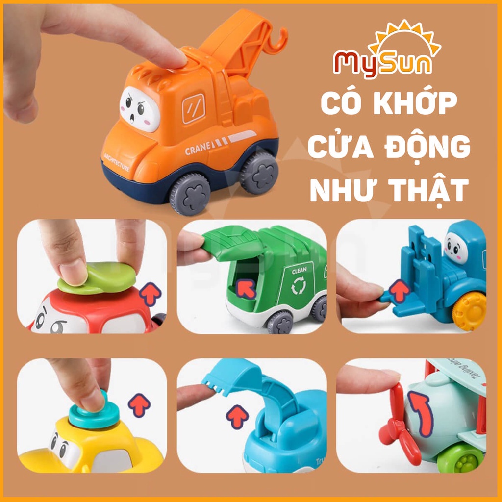 Bộ xe hơi ô tô đồ chơi trẻ em cỡ nhỏ mini cao cấp cho bé trai, con gái 1 2 3 tuổi MySun