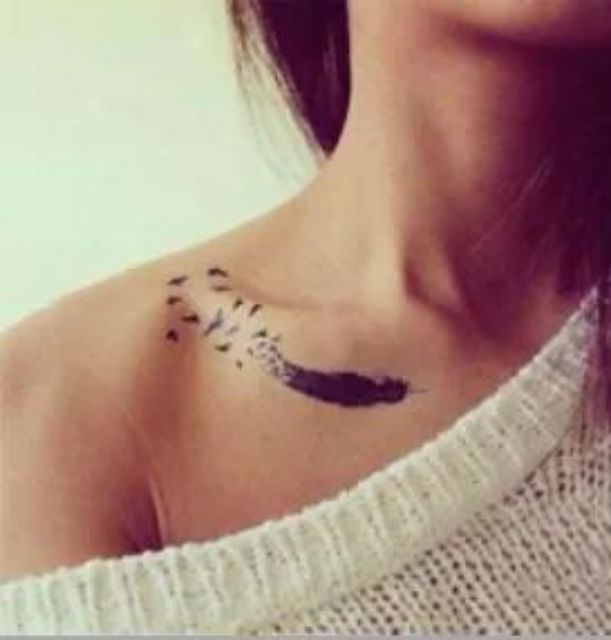 Hình xăm dán TATOO lông vũ bay bay, size vừa tl088