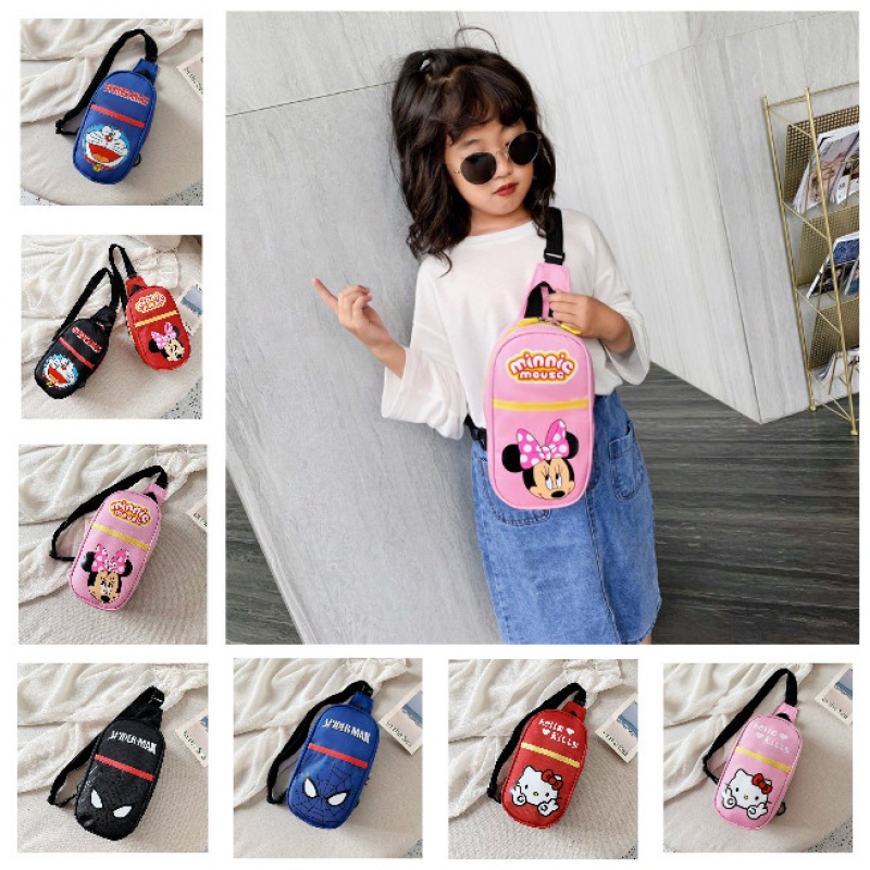 Túi Đeo Trước Ngực Vải Canvas In Hình Doraemon / Người Nhện / Mèo Máy / Mèo Máy Dễ Thương Cho Bé