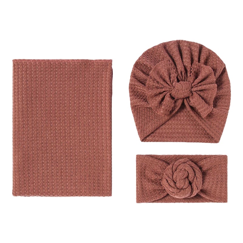 Set 3 Món Gồm Chăn Quấn Và Nón Đội Đầu Dành Cho Trẻ Sơ Sinh