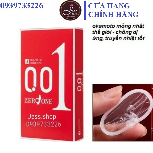 BAO CAO SU MỎNG NHẤT THẾ GIỚI OKAMOTO 0.01 Zero One Chính Hãng hộp 3 chiếc