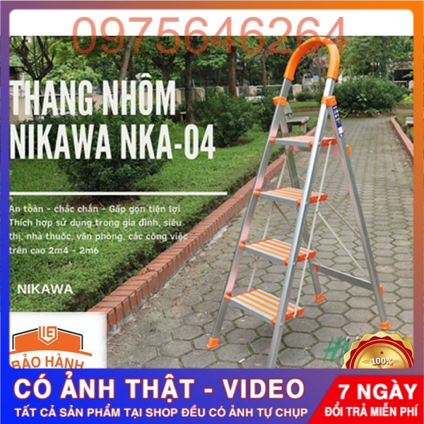 Thang Nhôm Ghế Gia Đình 4 Bậc Nikawa NKA-04 tải trọng 150kg Gía Rẻ Chính Hãng