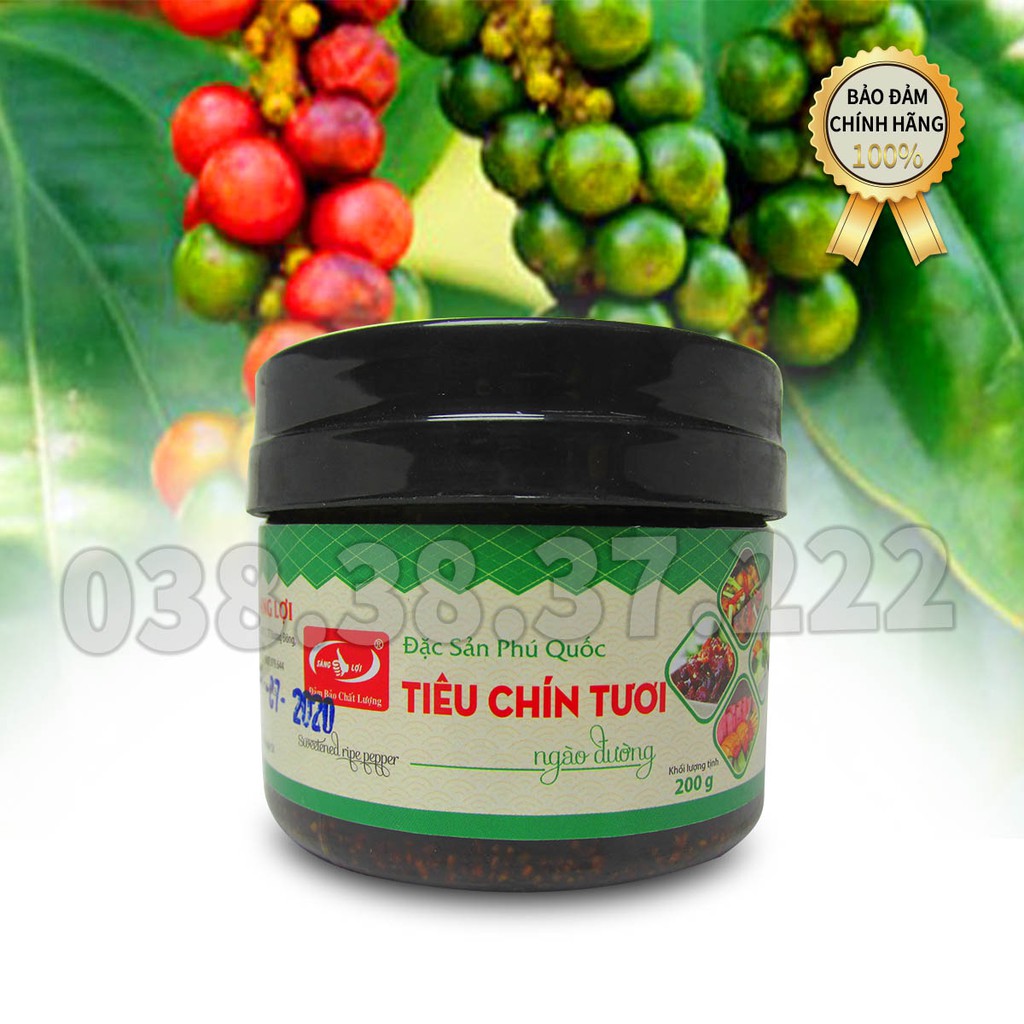 Tiêu chín tươi ngào đường Sáng Lợi Phú Quốc hộp 200g hộp xanh