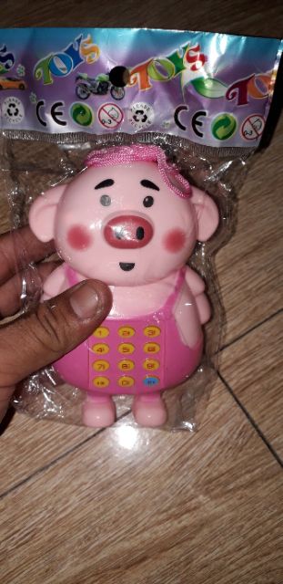 Điện thoại mô hình Heo con bằng nhựa có nhạc tặng kèm PIN