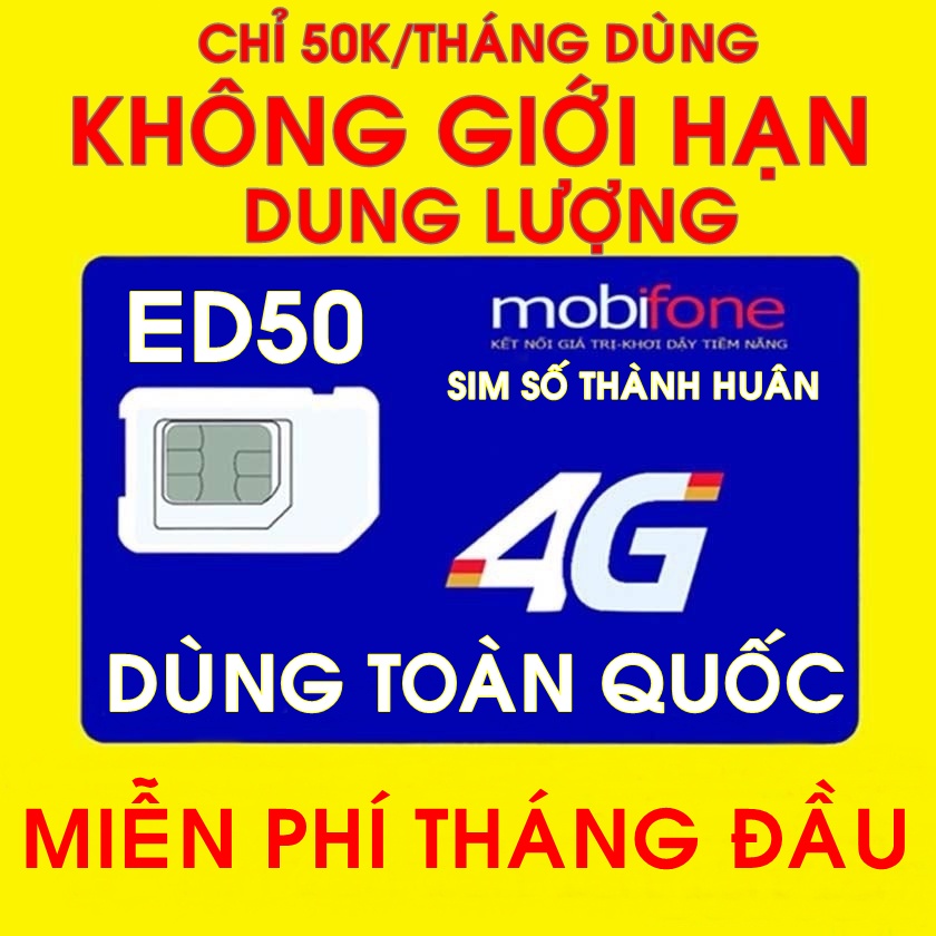 Sim 4G Max Băng Thông Mobifone - Sim Tháng 50k ED50