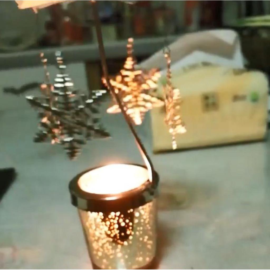 Auto Rotating Spining Tea Light Votive Candle Holder Home Decoration -Star