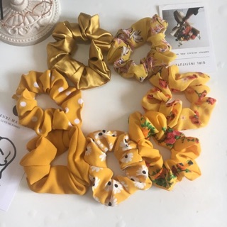Scrunchies tông vàng cam các mẫu