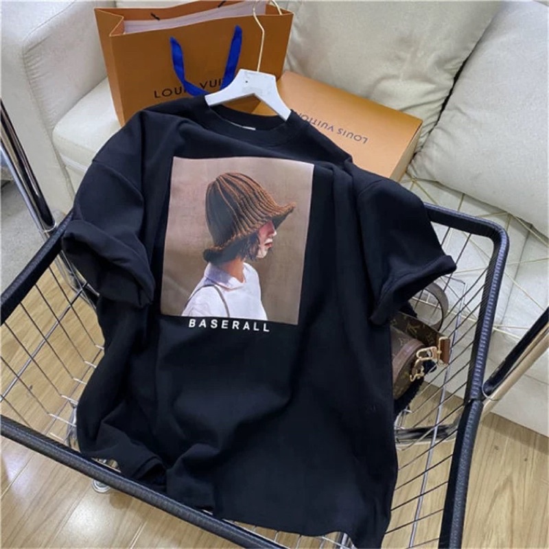 Áo phông 3158, áo thun tay lỡ form rộng chất cotton in hình cô gái