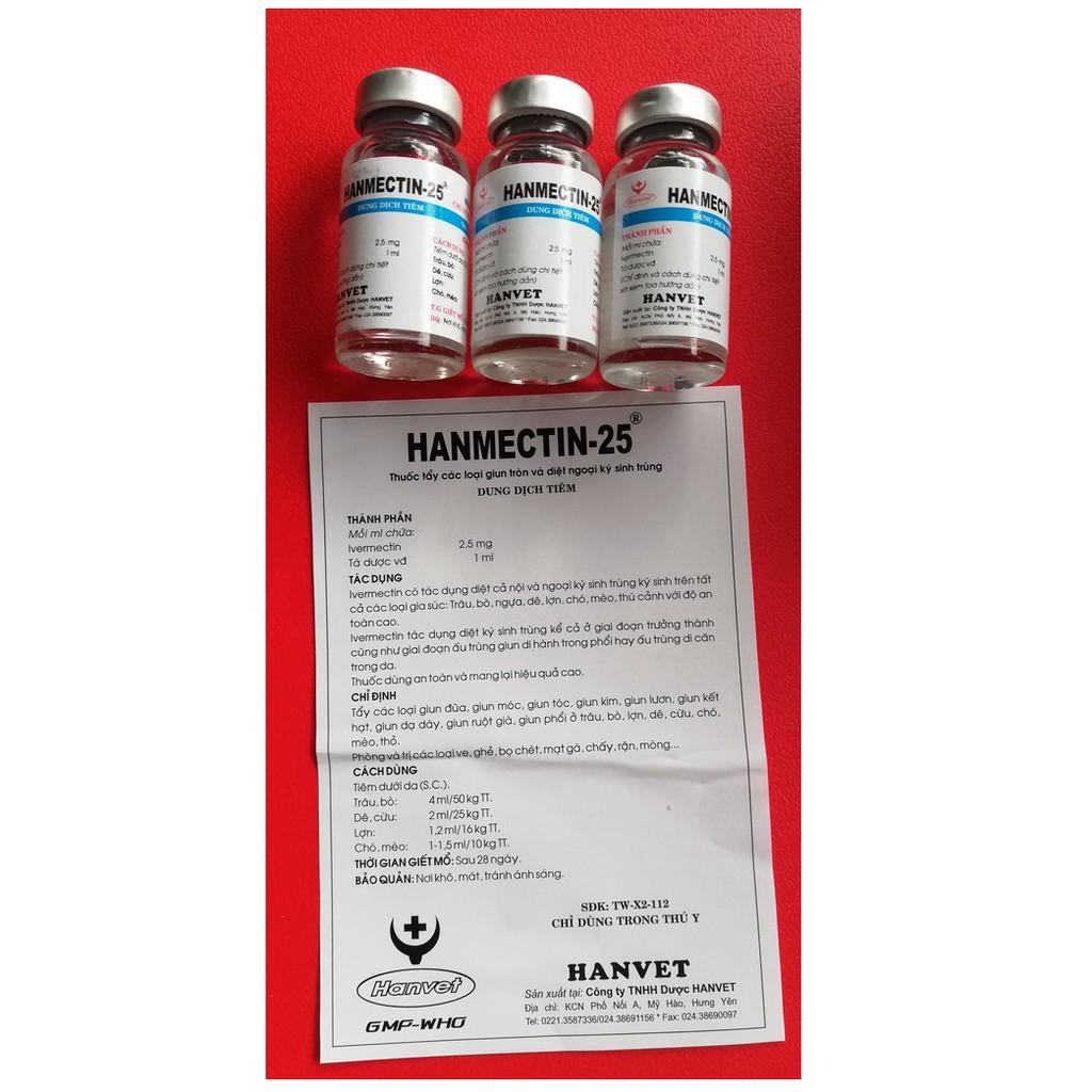 1 lọ Hanmectin - 25 loại 10ml dùng tốt cho trâu, bò, lợn, dê, cừu, chó, mèo, thỏ - Hanvet