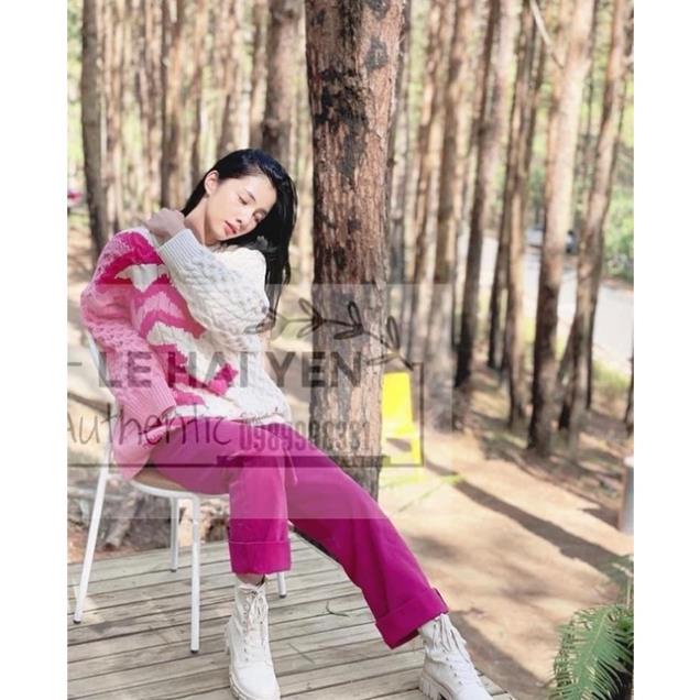 QUẦN JEAN MÀU HỒNG DÁNG SUÔNG CHO NỮ