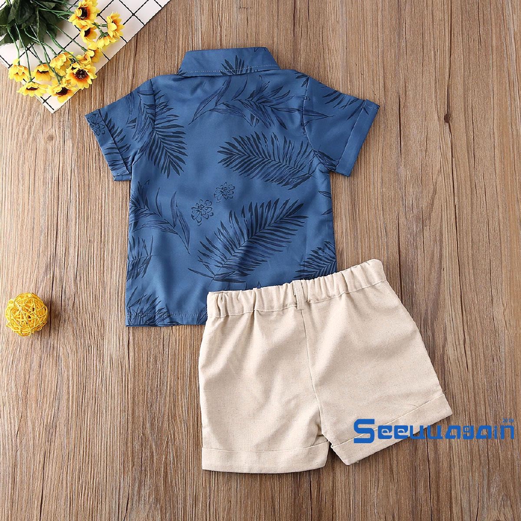 Set Áo Sơ Mi Tay Ngắn &amp; Quần Short Cho Bé Trai