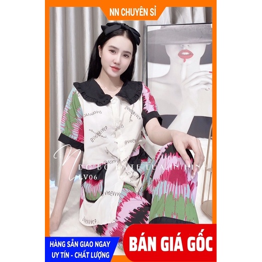 Đồ bộ nữ mặc nhà chất Kate lụa mềm mịn mát in họa tiết hoạt hình dễ thương A50 LV06