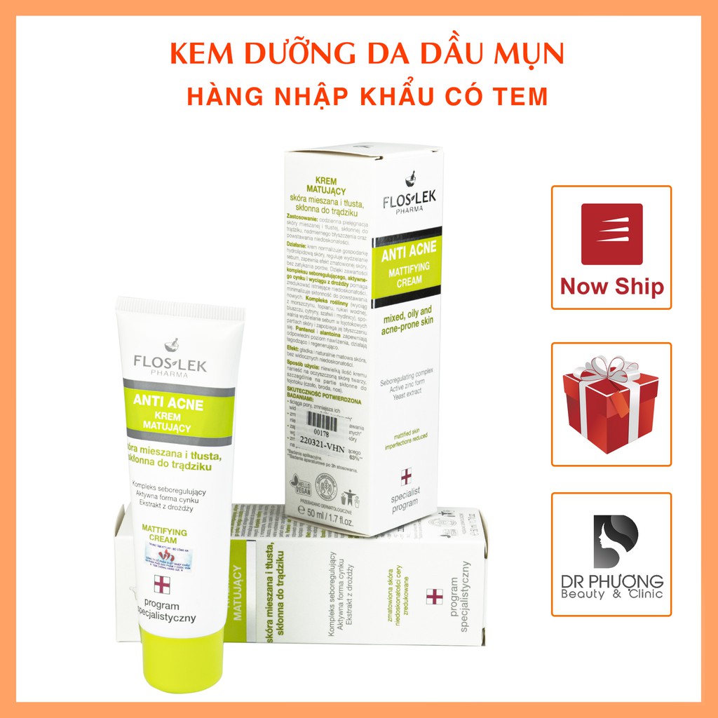 Kem kiểm soát dầu Floslek Mattifying Cream hạn chế bã nhờn và cung cấp độ ẩm cần thiết cho da