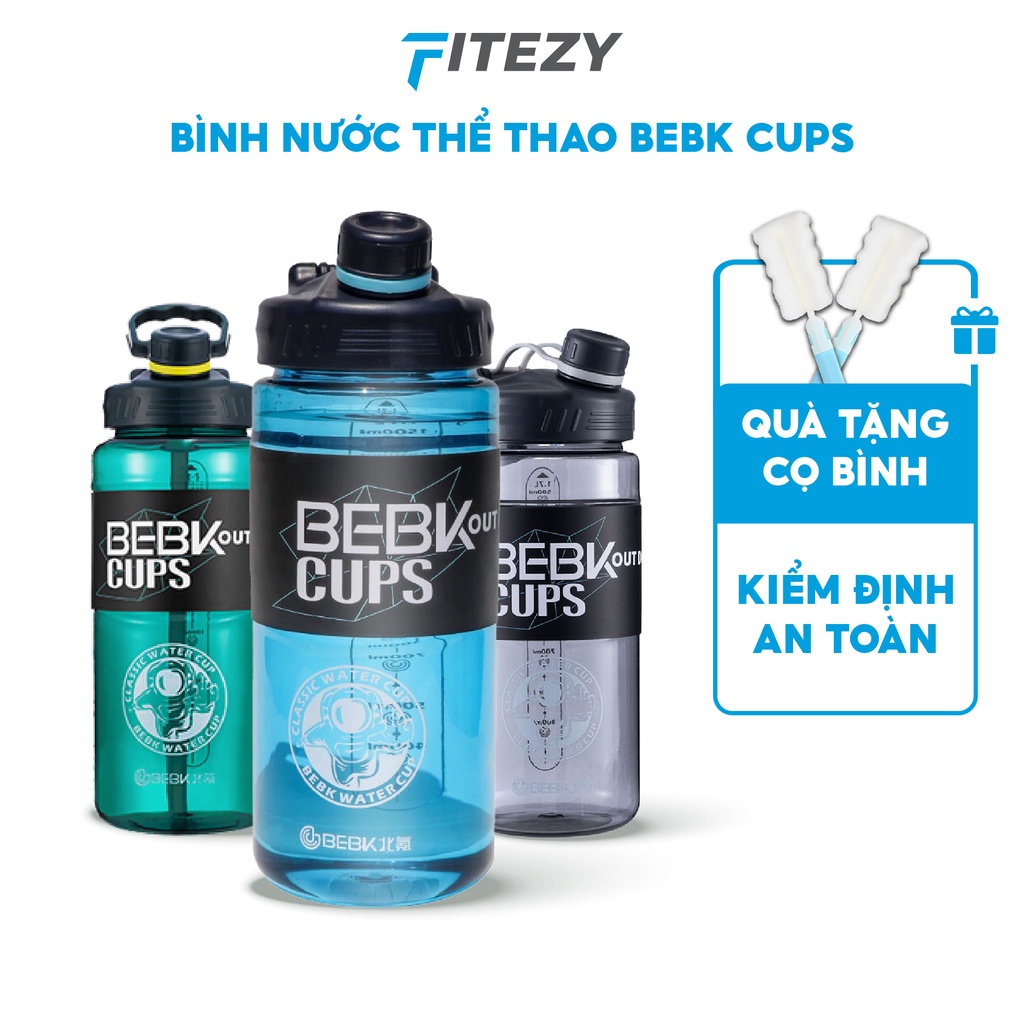 Bình đựng nước thể thao FITEZY tập gym có ống hút dung tích 1700ml