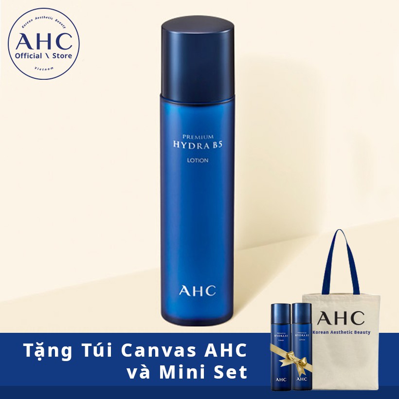 Kem dưỡng da nuôi dưỡng và chống nếp nhăn AHC Preminum Hydra B5 Lotion 120ml + Túi Canvas + Mini set