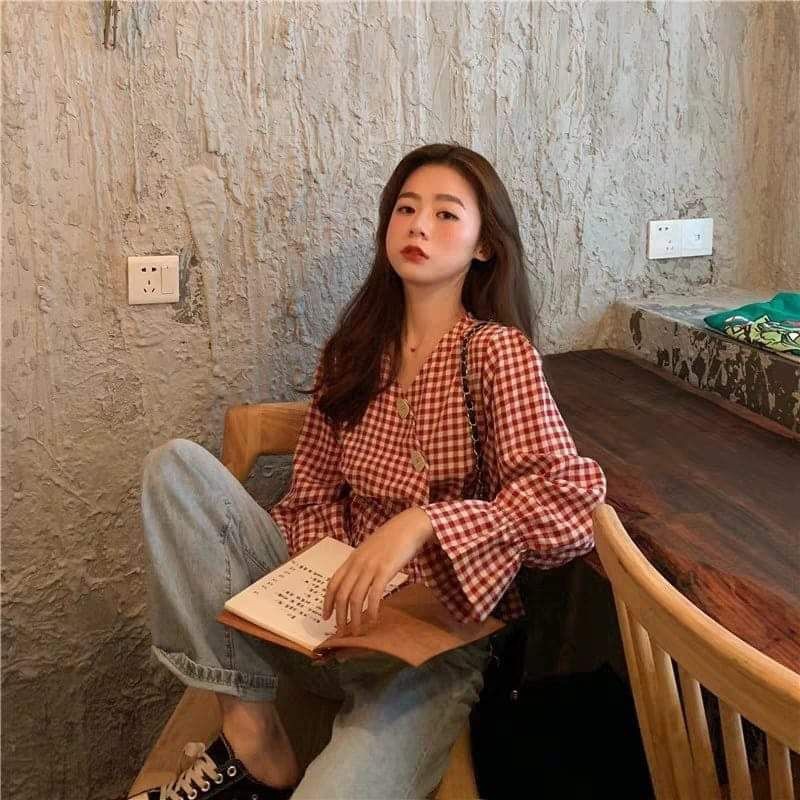 (Ảnh thật cuối hình) Áo sơ mi kiểu kẻ sọc caro chuẩn phong cách vô cùng trẻ trung và năng động