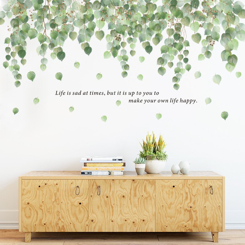 Decal dán tường tán lá xinh PC Bắc Âu trang trí phòng khách phòng ngủ