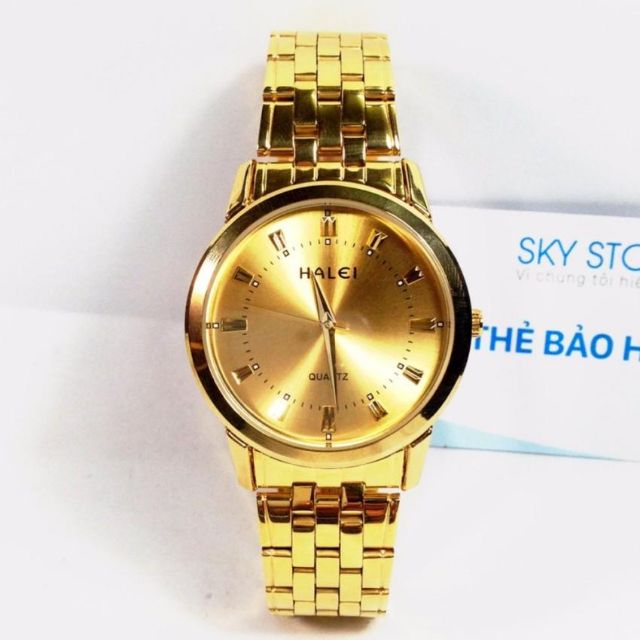 Đồng Hồ Nam HALEI dây vàng mặt vàng thể hiện phong cách | BigBuy360 - bigbuy360.vn