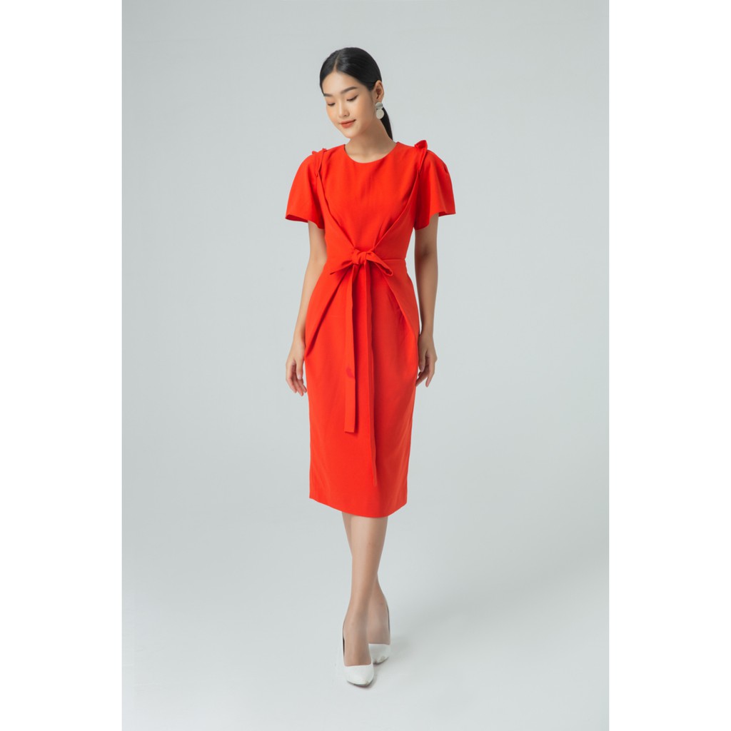 Đầm suông 2 lớp thắt dây IVY moda MS 48M5502