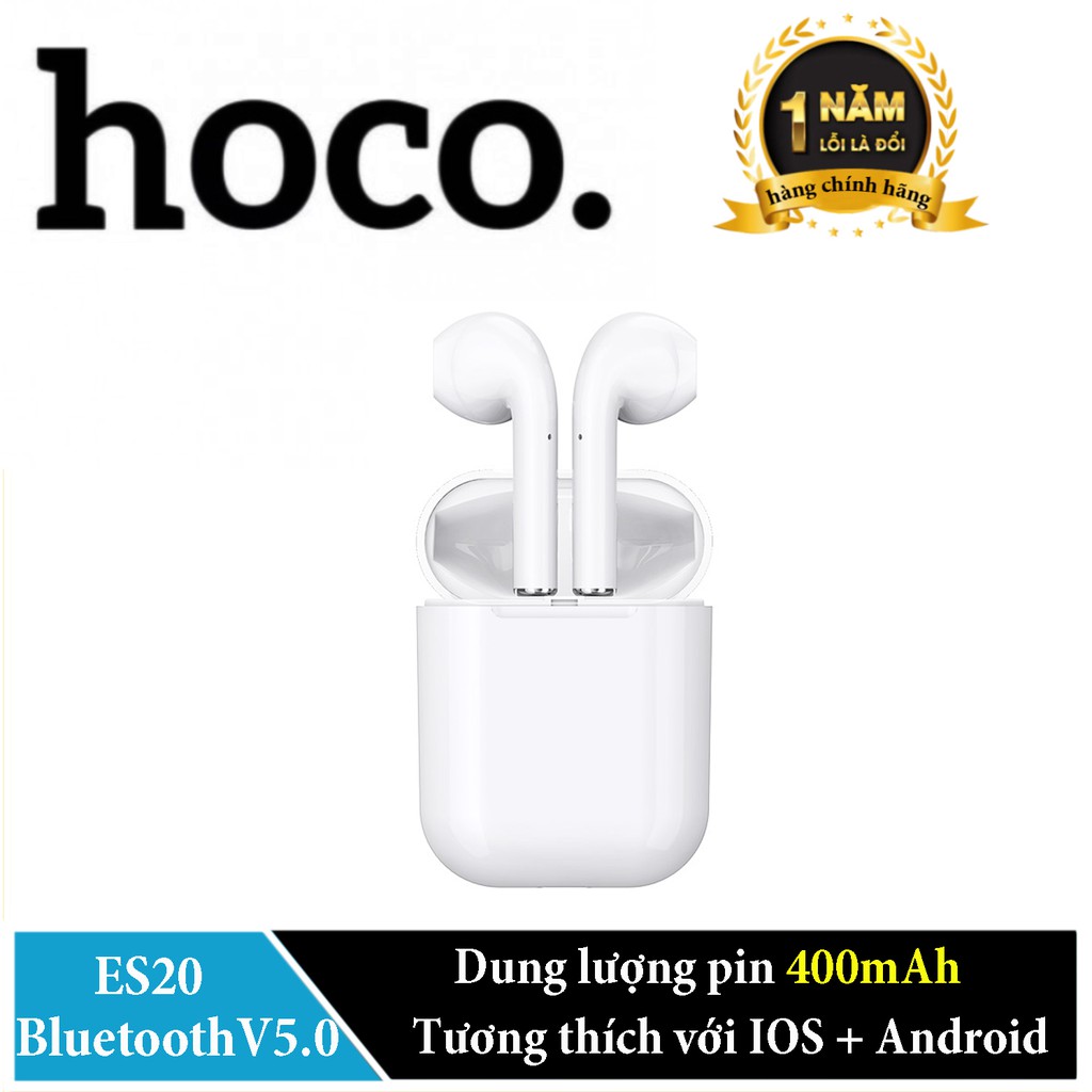 Tai nghe Bluetooth không dây V5.0 có vỏ sạc Hoco ES20 400mAh - Hãng phân phối chính thức