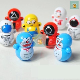 Đồ chơi cho bé lật đật mini squid game, lật đật doraemon cho bé siêu dễ thương