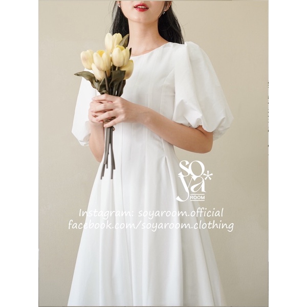 Đầm Xếp Ly Thắt Eo Tay Bồng - Emily Dress