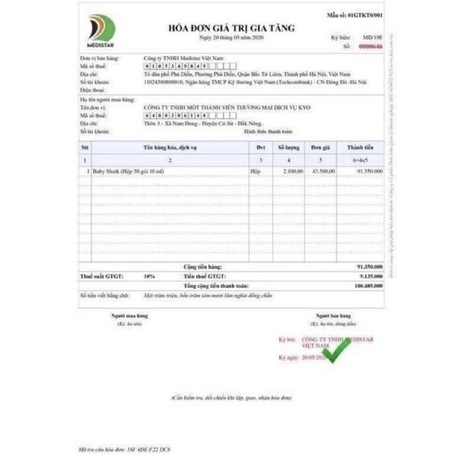 Siro Cá Mập gold x2 chính hãng Baby Shark hộp 30 gói