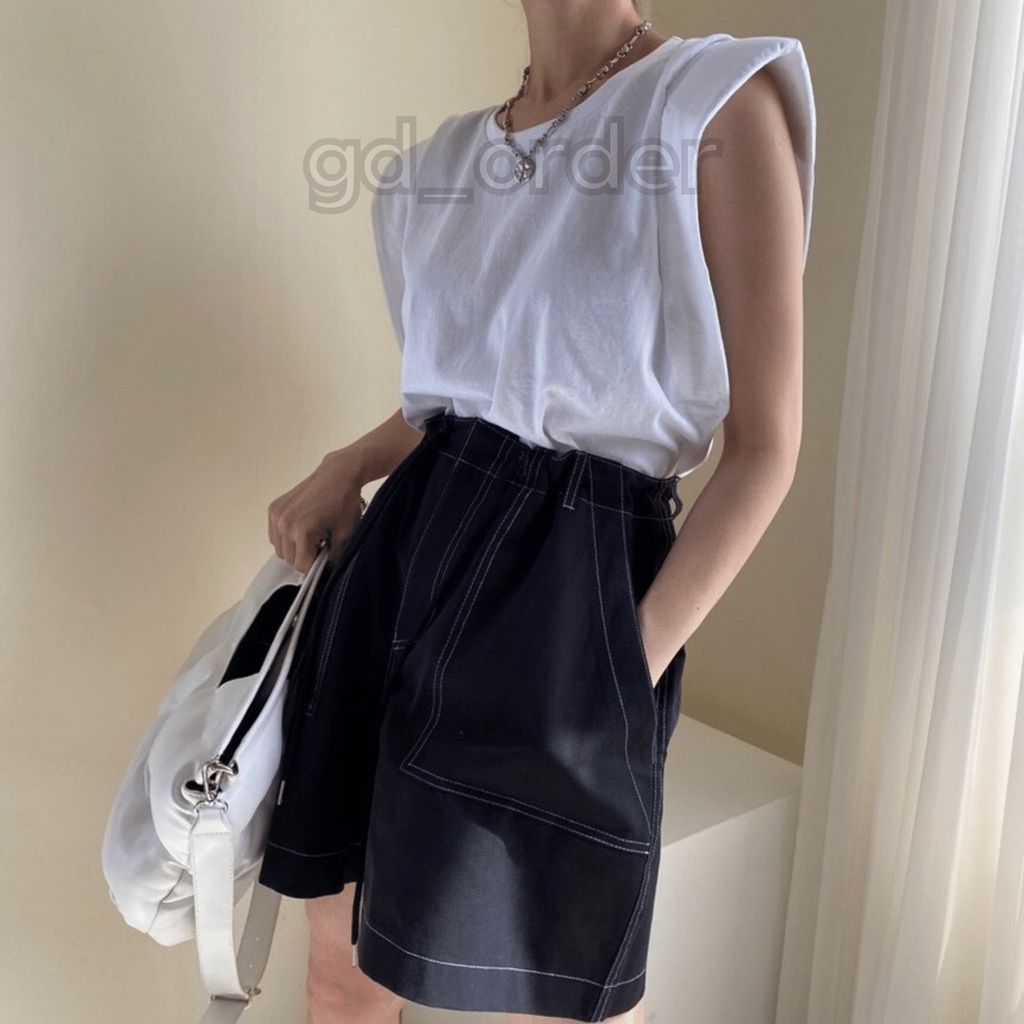 A27|Áo thun nữ kiểu sát nách form rộng trơn hàn quốc chất cotton đơn giản màu trắng gd_order