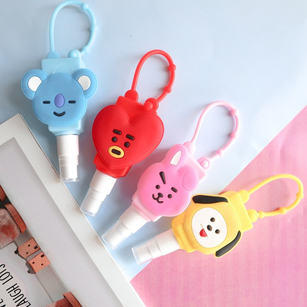 Bình xịt khử trùng tay họa tiết Bts Tata Cooky Koya Chimmy độc đáo