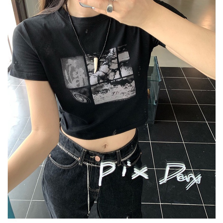 Áo croptop lốc xoáy KA chất cotton 4 chiều, ullzang, body tôn dáng 2022