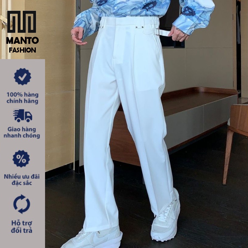 Quần tây ống rộng nam nữ MANTO quần âu vải ống suông Unisex phong cách Hàn Quốc QR001