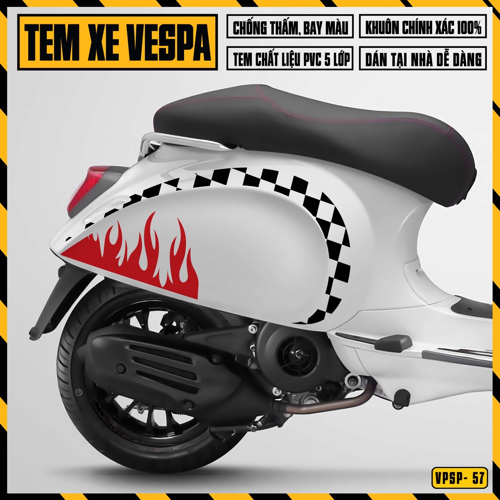 Tem Vespa Sprint / Primavera RKE | VPSP57 | Team Decal Hình Dán Xe Máy Vespa Chống Nước Bền Màu